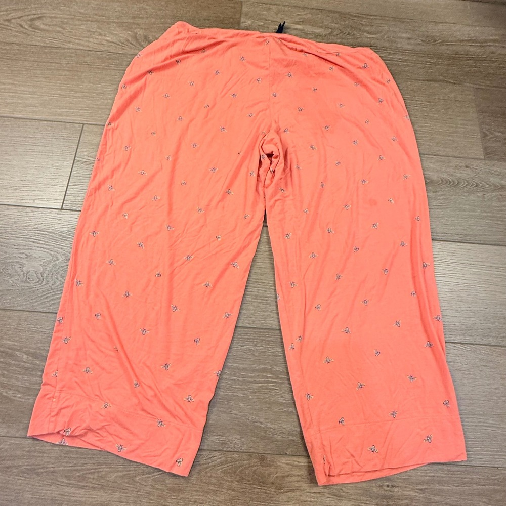 Soma Pajama Set Coral Bee Print Short Sleeve Top L, Capri Bottom XL Lightweight - Picture 16 of 16